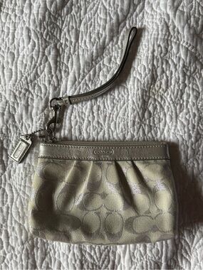 Coach Signature Wristlet in Metallic Champagne